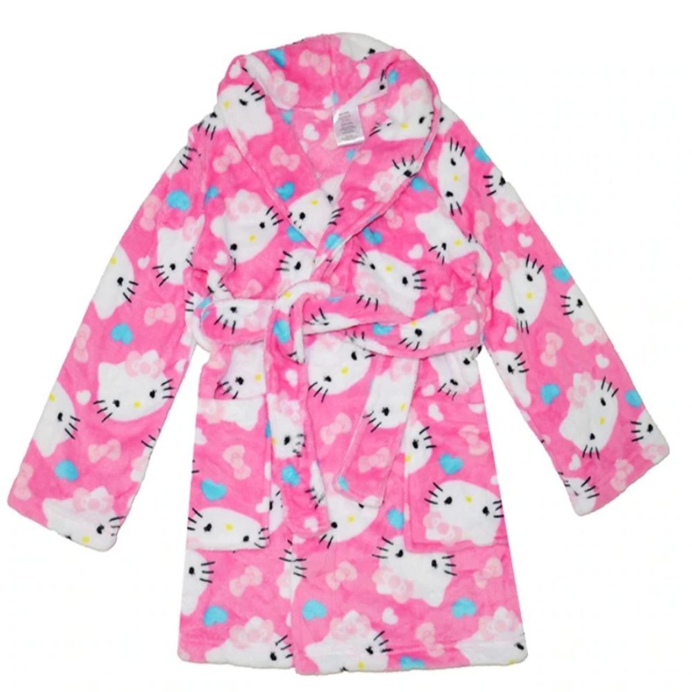 HELLO KITTY by Sanrio, Girls Soft Fleece Pink Robe, Size 10/12 EUC - Picture 1 of 8